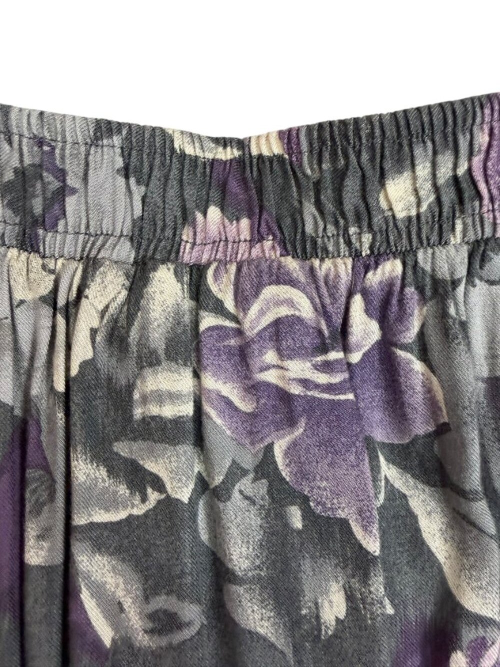 Tanjay Petites floral Midi Skirt Women's Size 12 Purple Gray Elastic Waist - Picture 6 of 9